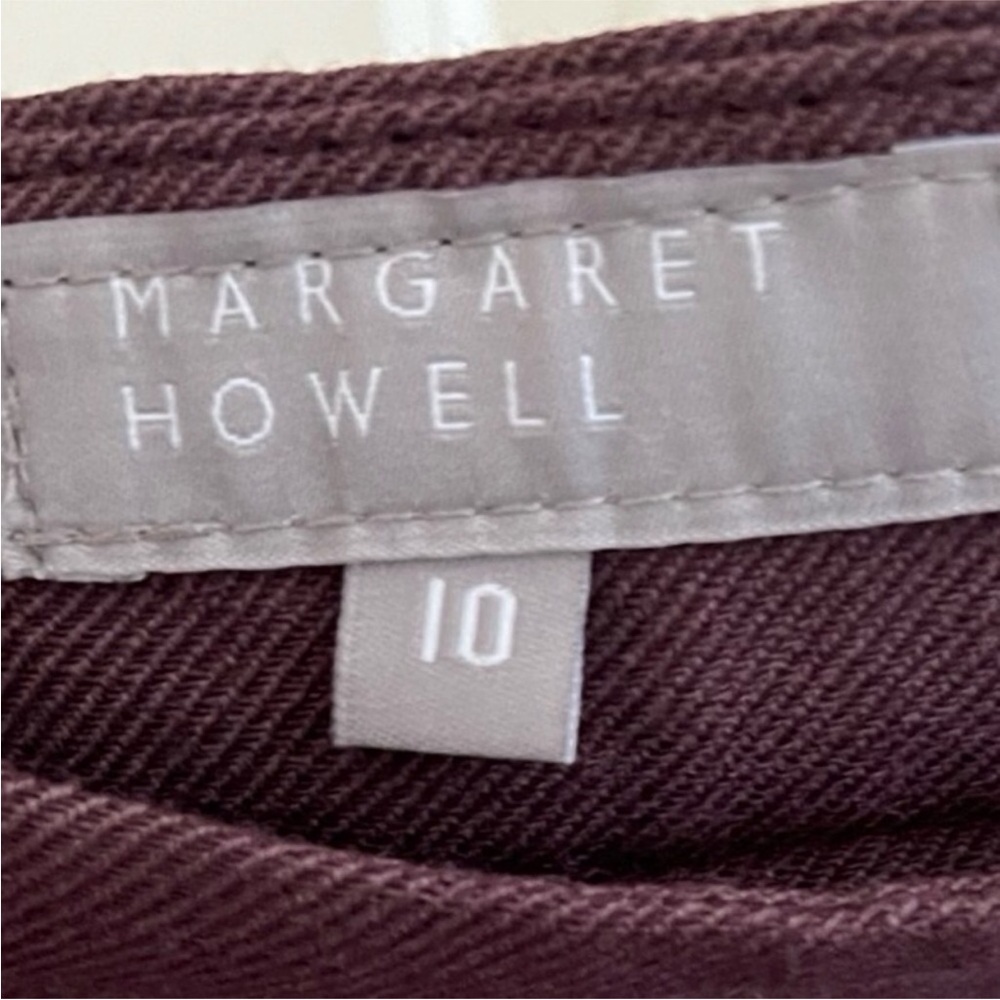 Margaret Howell Linen blend Pleated Midi Skirt in Burgundy/Deep Plum - Picture 2 of 10